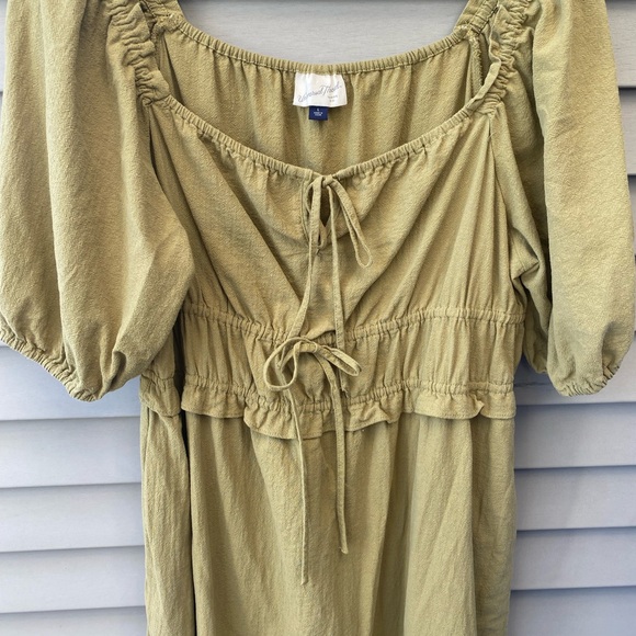 Universal Threads Puffy Sleeve Midi Green/Yellow Dress - Women’s Size L - Picture 4 of 10